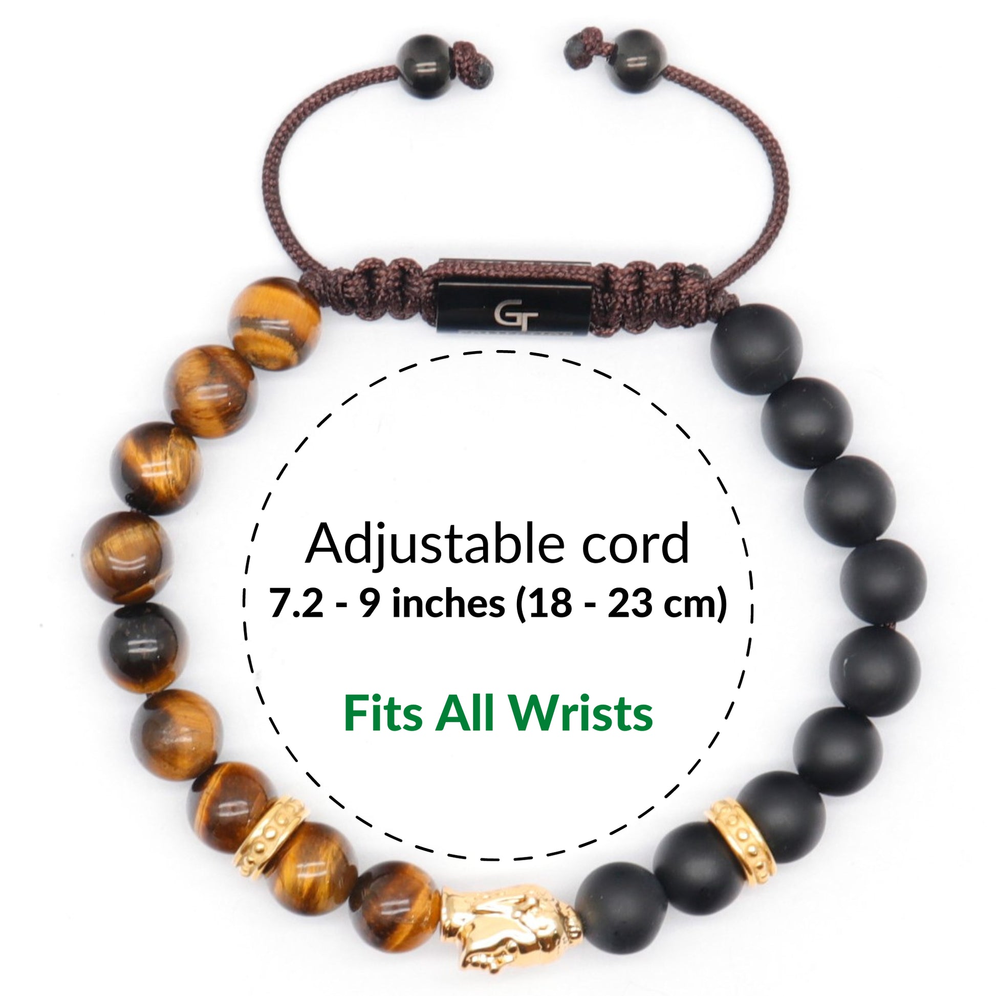 Bracciale unisex Buddha pietre vere naturali mm.8 (GOLD Bracciale unisex Buddha pietre vere naturali mm.8 (GOLD