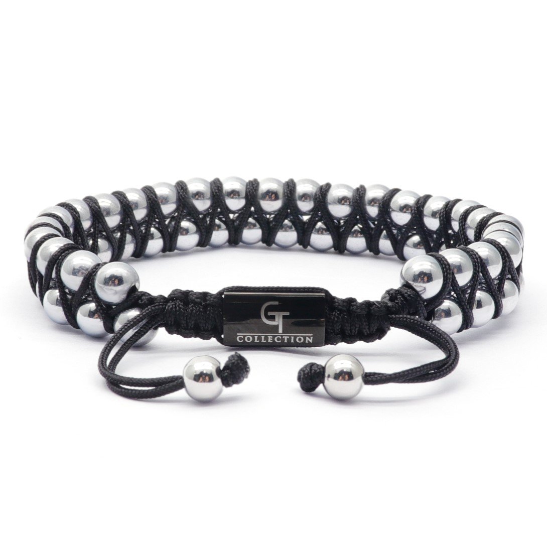 Bracelet - Men's HEMATITE Beaded Bracelet - Irony Gemstones