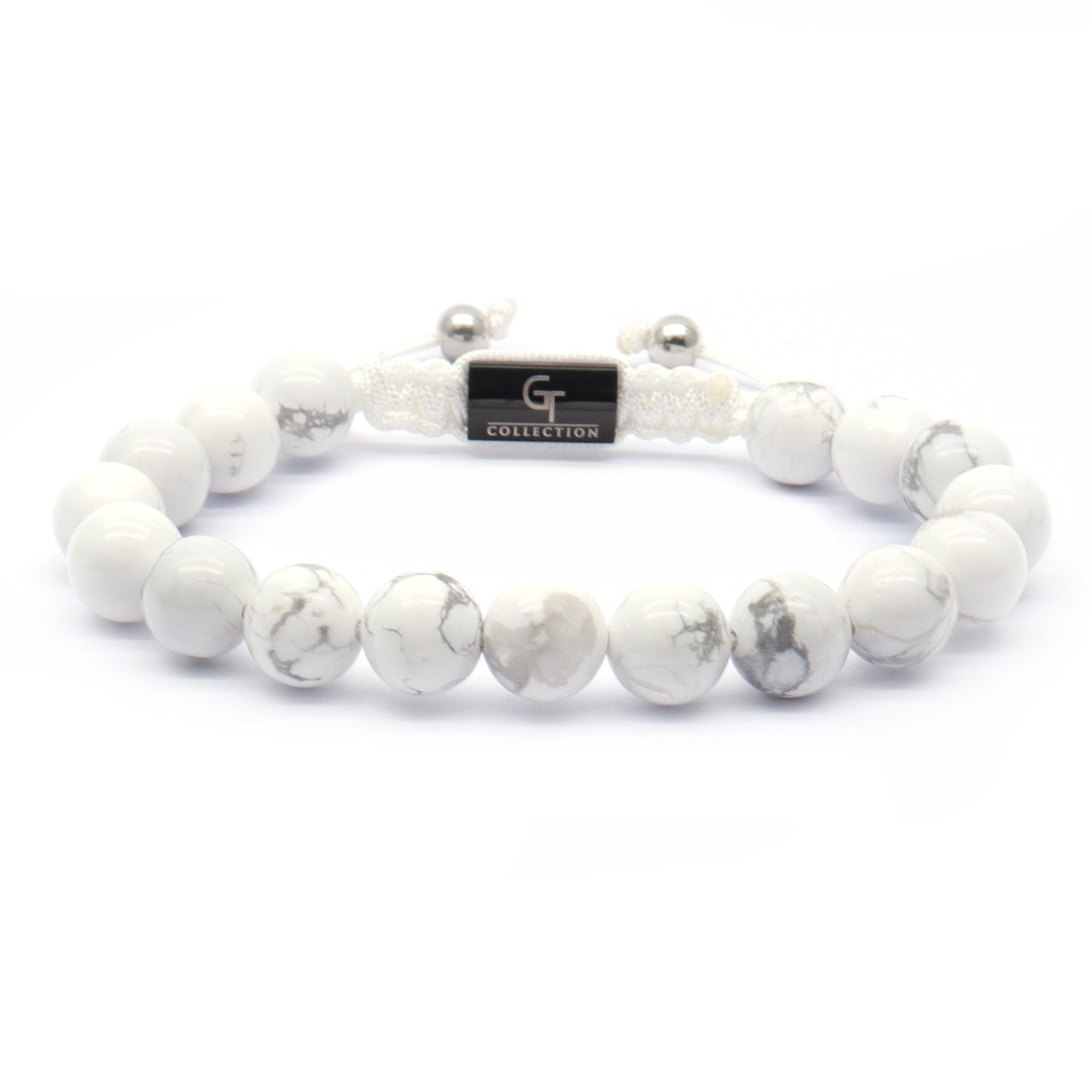White Howlite Bracelet with Black Onyx Accents - Kimi Designs