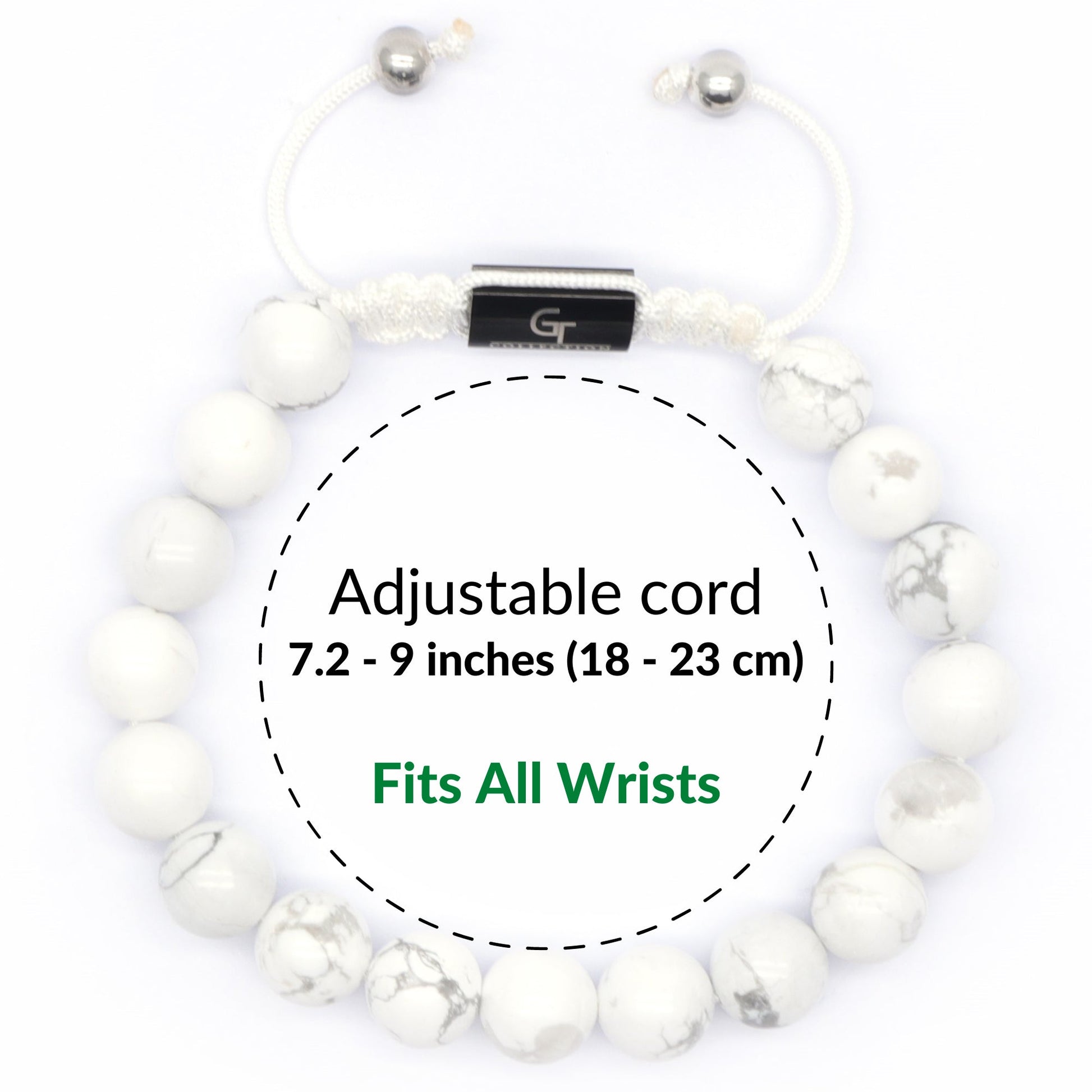 Bracelet - Men's HOWLITE Beaded Bracelet - White Stones
