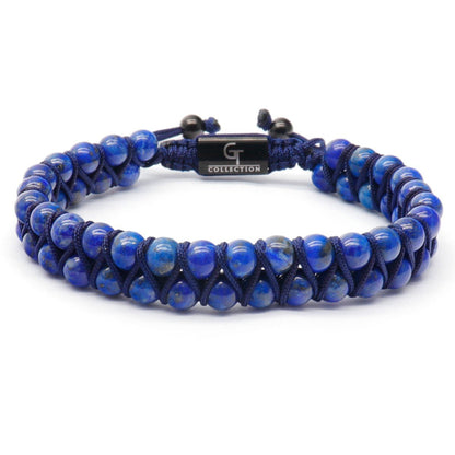 Bracelet - Men's LAPIS LAZULI Double Bead Bracelet - Blue Gemstones