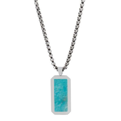 Necklaces - Silver Necklace With Rectangle Amazonite Pendant