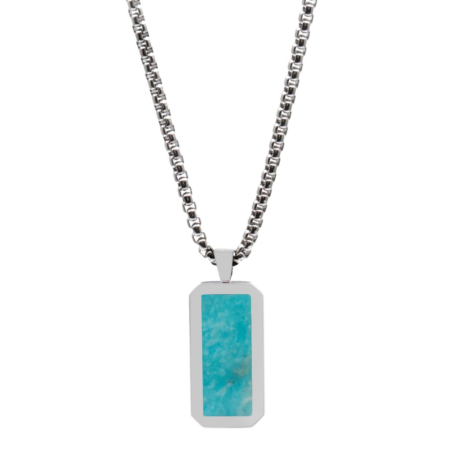 Silver Necklace with Rectangle Amazonite Pendant – GT collection