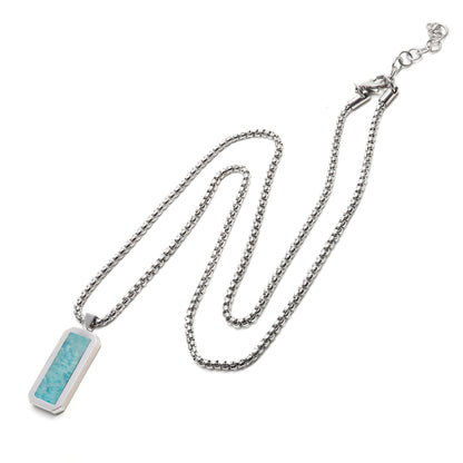 Necklaces - Silver Necklace With Rectangle Amazonite Pendant